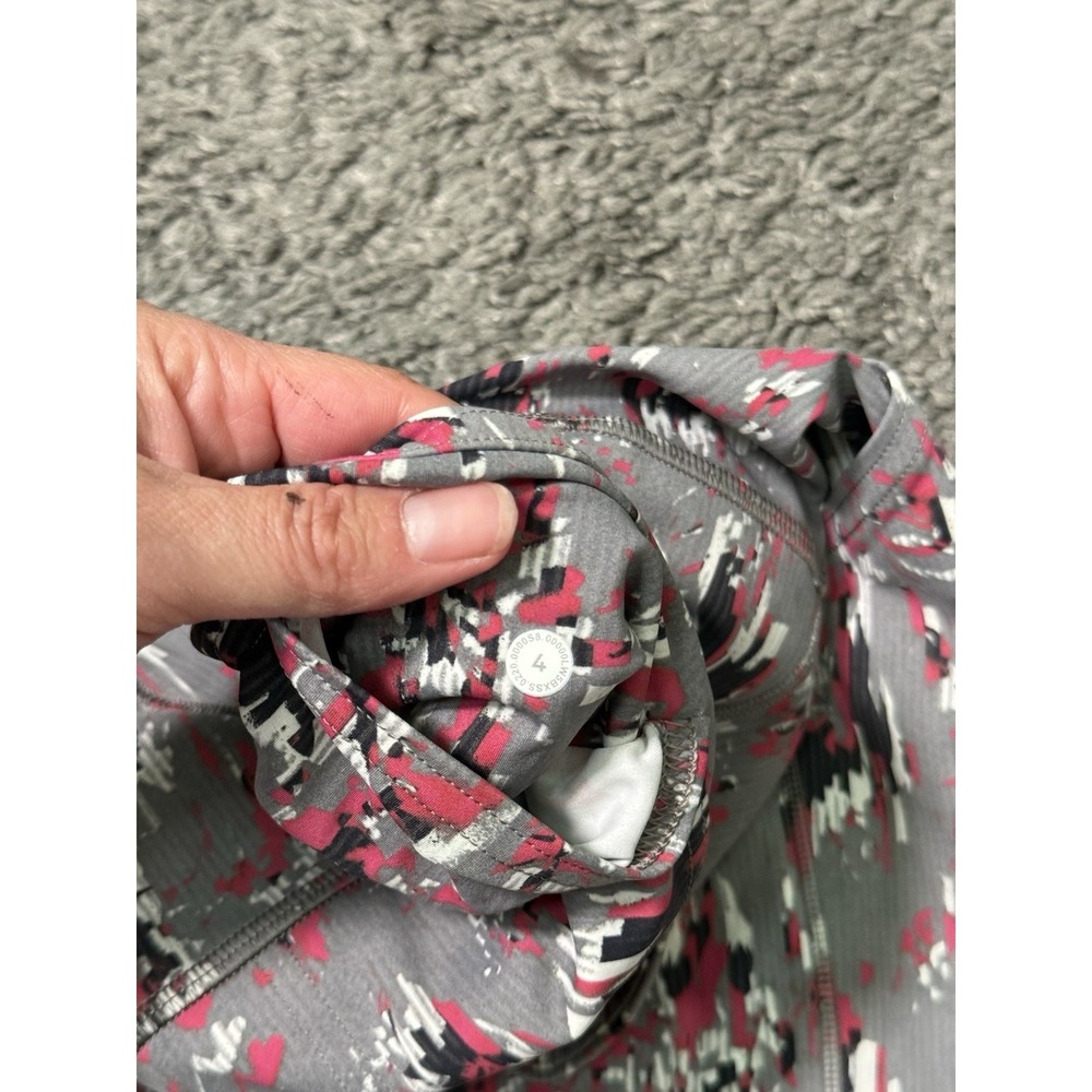 LULULEMON Patterned Fast & Free 7/8 Tight Athletic Leggings w Pockets Sz 4 Gray - Picture 4 of 7